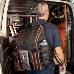 Klein Tools 55655 Tradesman Pro Tool Station Tool Bag Backpack with Work Light