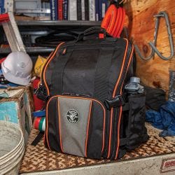 Klein Tools 55655 Tradesman Pro Tool Station Tool Bag Backpack with Work Light