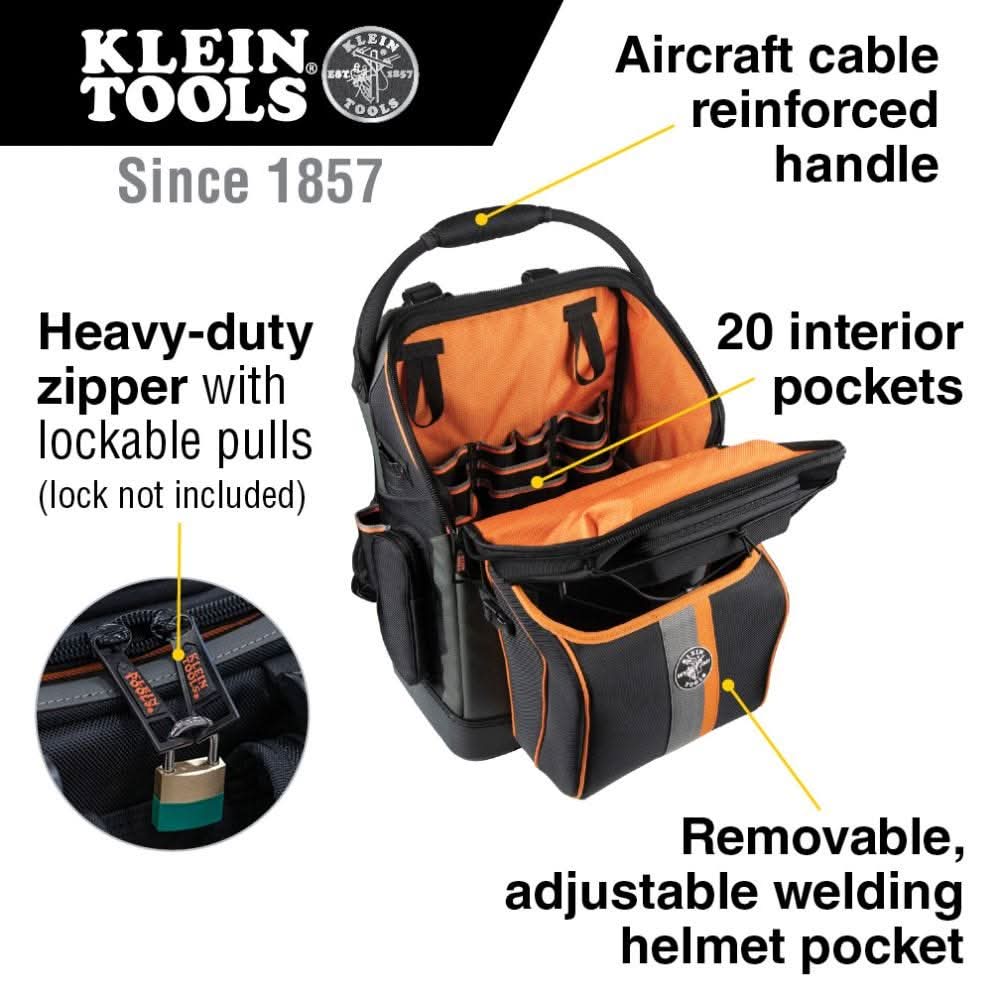 Klein Tools 55663 Welding Helmet Pocket for Ironworker and Welder Backpack