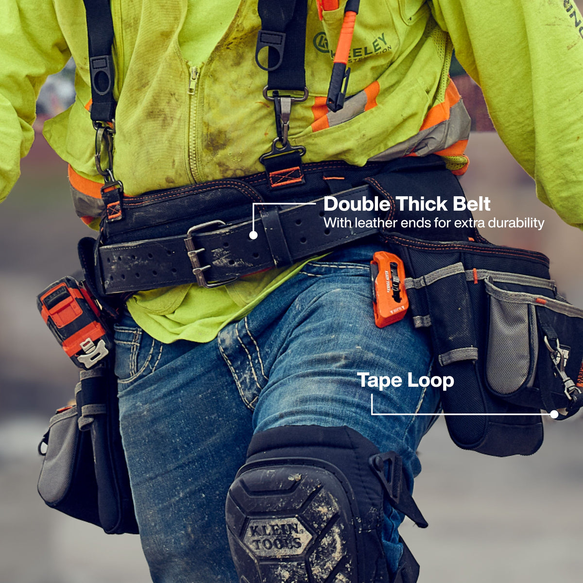 Klein Tools 55896 tool rig double-thick belt construction