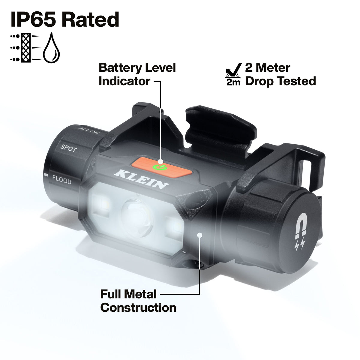 Klein Tools 56078 headlamp rotating 180 degrees for overhead work