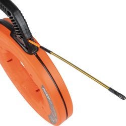 Klein Tools 56350 Fiberglass Fish Tape with Spiral Steel Leader, 50-Foot