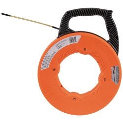 Klein Tools 56351 Fiberglass Fish Tape with Spiral Steel Leader, 100-Foot