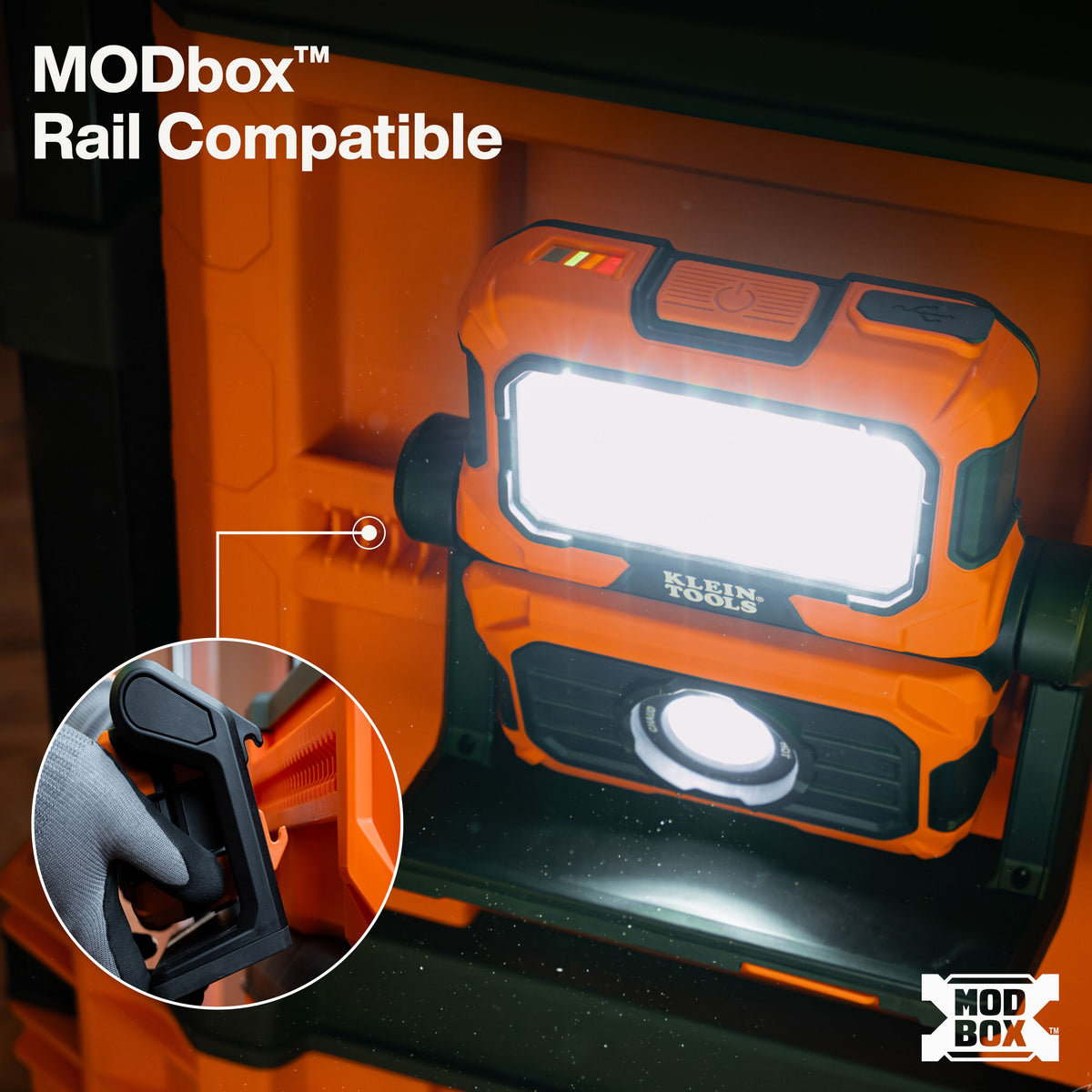 Klein MODbox dual beam work light feature detail