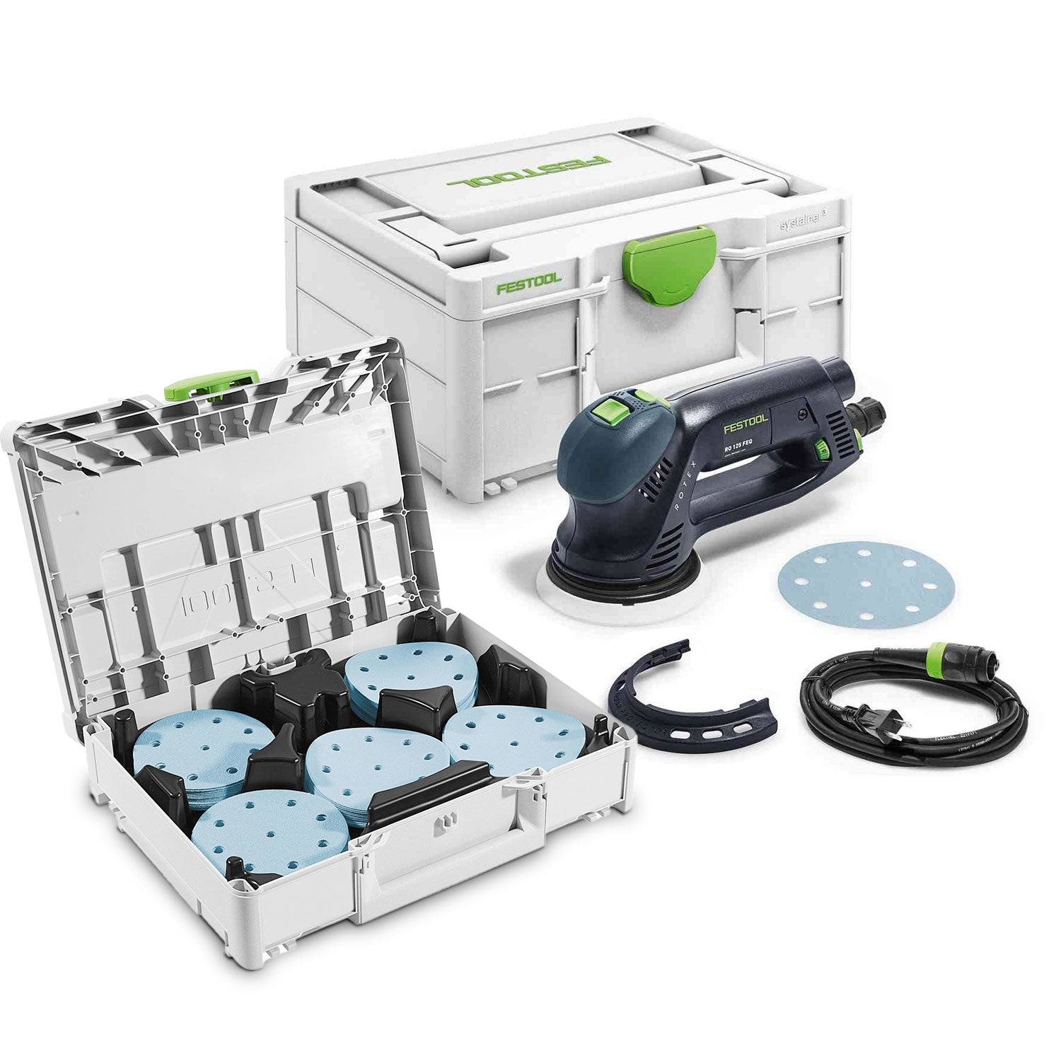 Festool RO 125 FEQ-Plus Rotex 125mm (5") Multi-Mode Sander w/ Granat Abrasive Value Set Systainer