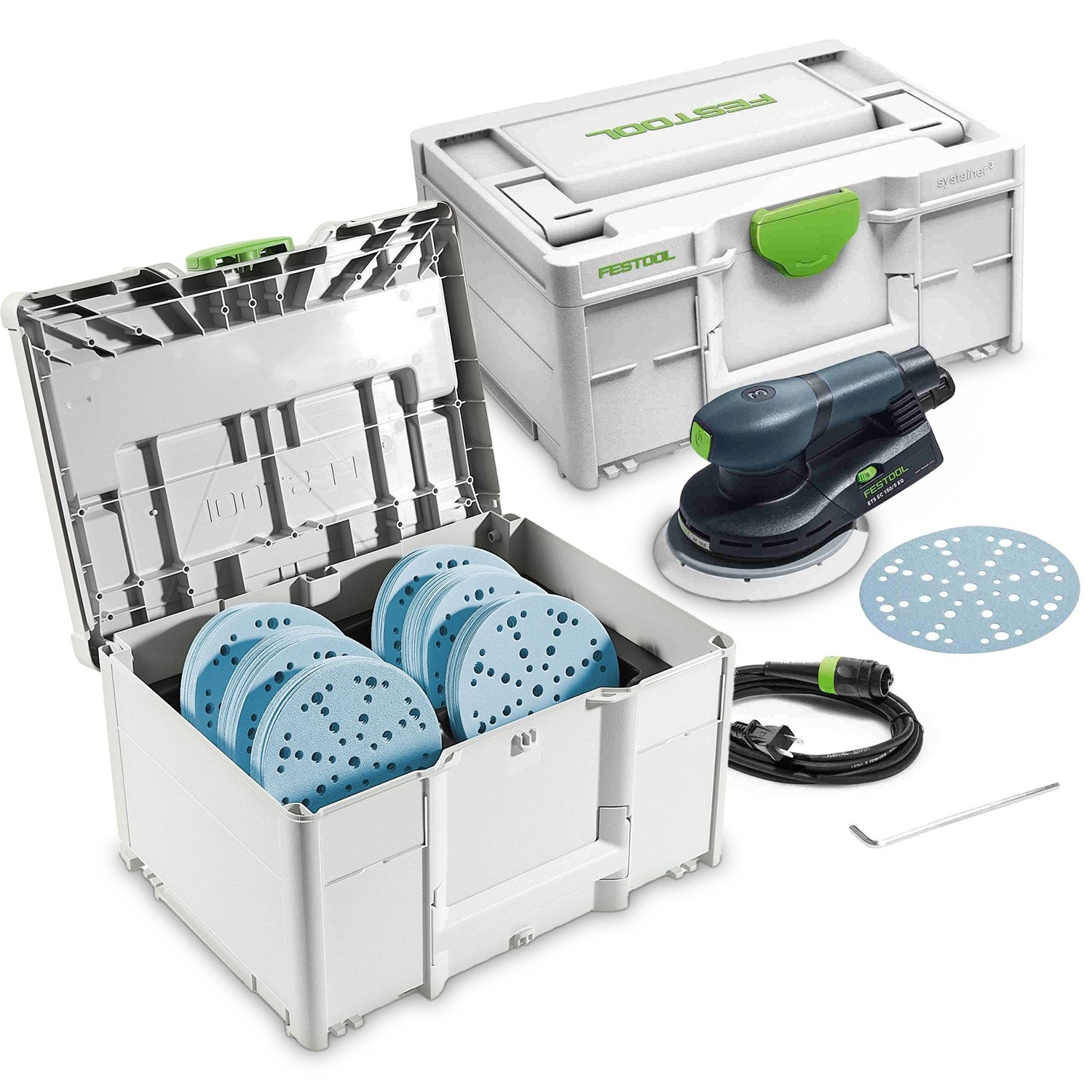 Festool ETS EC 150/5 EQ 150mm (6") Compact Finish Sander Set w/ Granat Abrasive Value Set Systainer