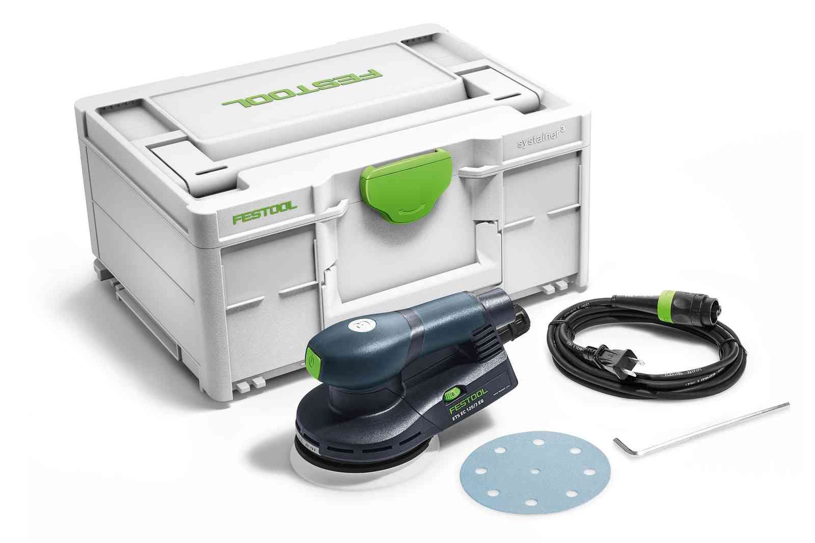 Festool ETS EC 125/3 EQ-Plus 125mm (5") Compact Brushless Finish Sander Set w/ Granat Abrasive Value Set Systainer