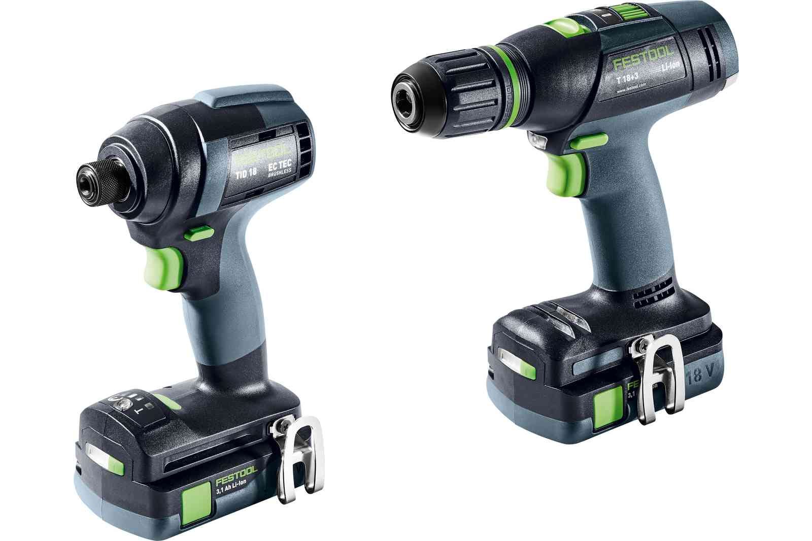 Festool TID 18 Impact Driver + T 18 Drill Driver Combo Kit with BKS SYS3 D3-8 K CE/W F 18-Piece Bit Cassette