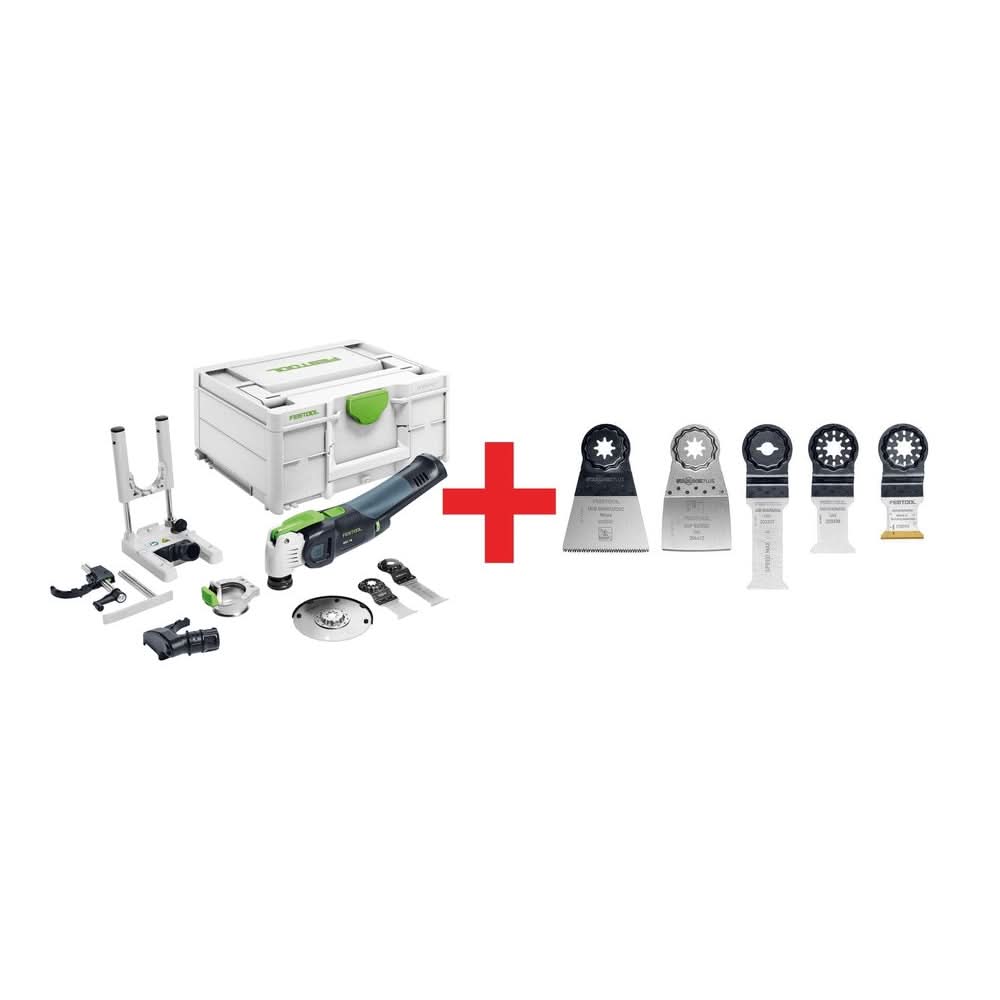Festool Vecturo OSC 18 StarlockMax Multi-Tool BASIC SET, Tool Only w/ Systainer3 plus OSC-SORT/5 5-Piece Oscillating Saw Blade Set