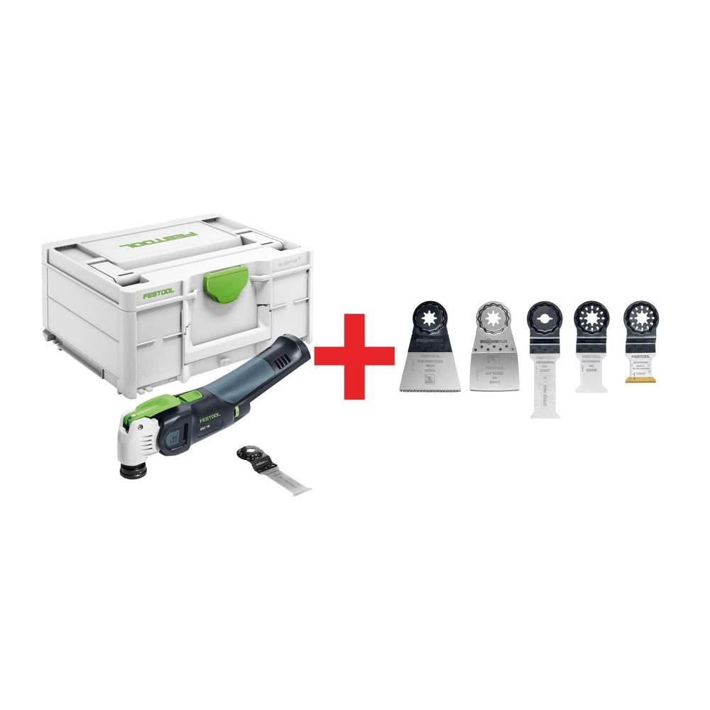Festool Vecturo OSC 18 StarlockMax Multi-Tool BASIC, Tool Only w/ Systainer3 plus OSC-SORT/5 5-Piece Oscillating Saw Blade Set
