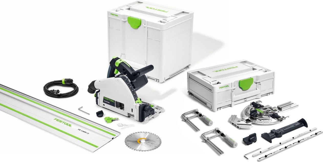 Festool 577014 TS 55 F Plunge Cut Track Saw with 55-in Guide Rail and Guide Rail Accessory Kit