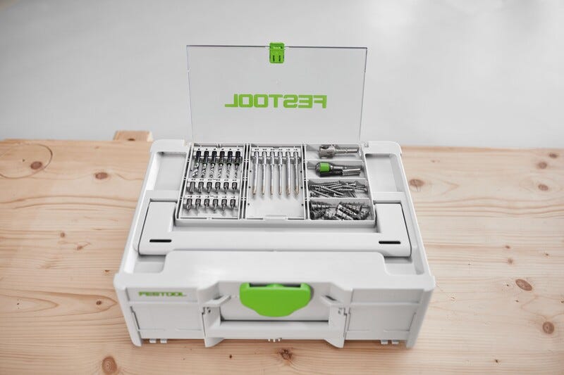 Festool 577395 BKS SYS3 D3-8 K CE/W 18-Piece Centrotec Subby Brad Point Bit Cassette, 3mm-8mm