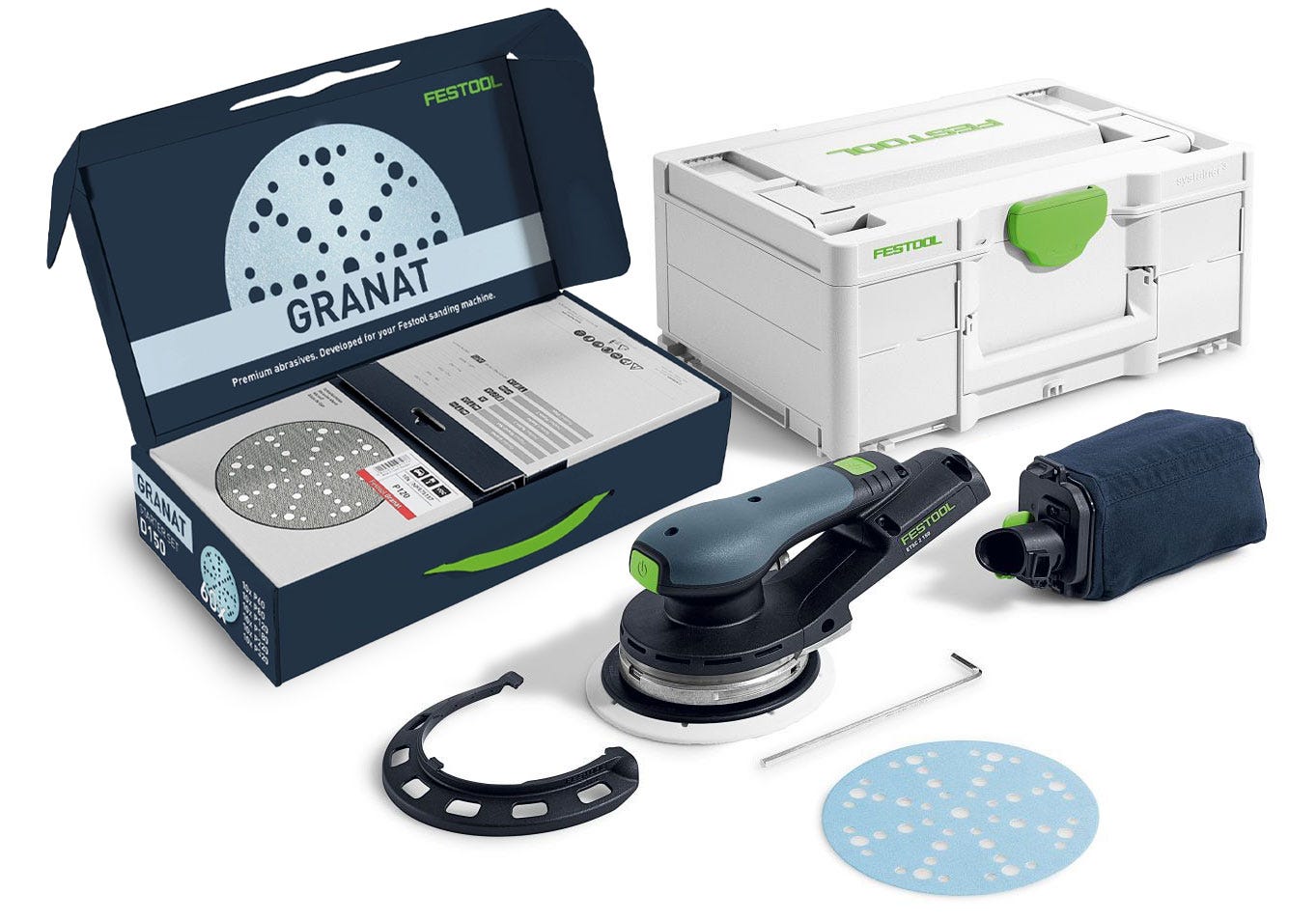 Festool Cordless 18V ETSC 2 150mm (6-in.) Sander w/ 60-Piece GRANAT Abrasive Starter Pack