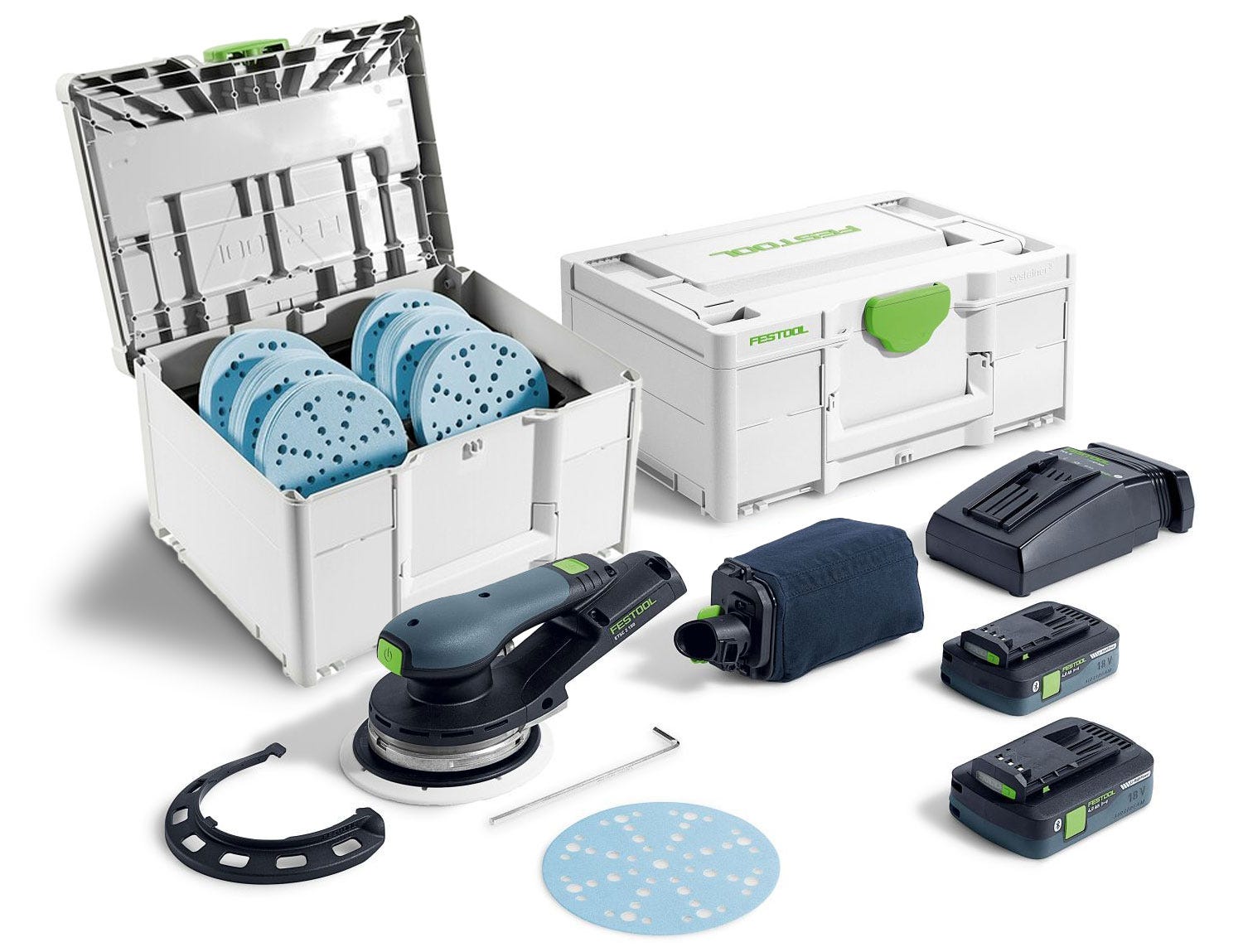 Festool Cordless 18V ETSC 2 150mm (6-in.) Sander Kit w/ 120-Piece GRANAT Abrasive Systainer Set