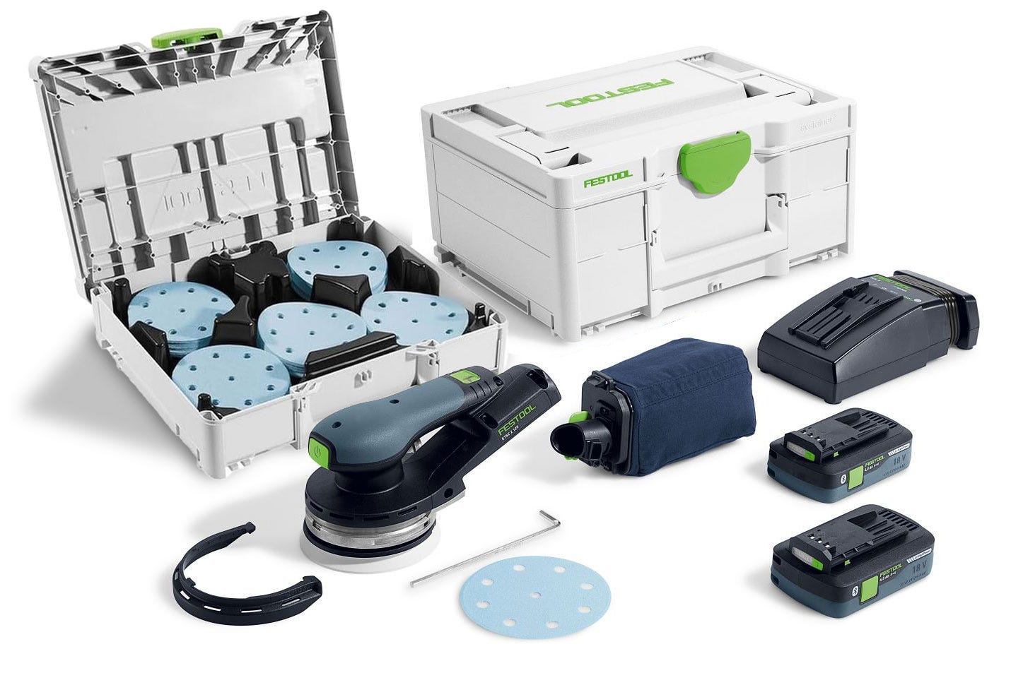 Festool Cordless 18V ETSC 2 125mm (5-in.) Sander Kit w/ 100-Piece GRANAT Abrasive Systainer Set