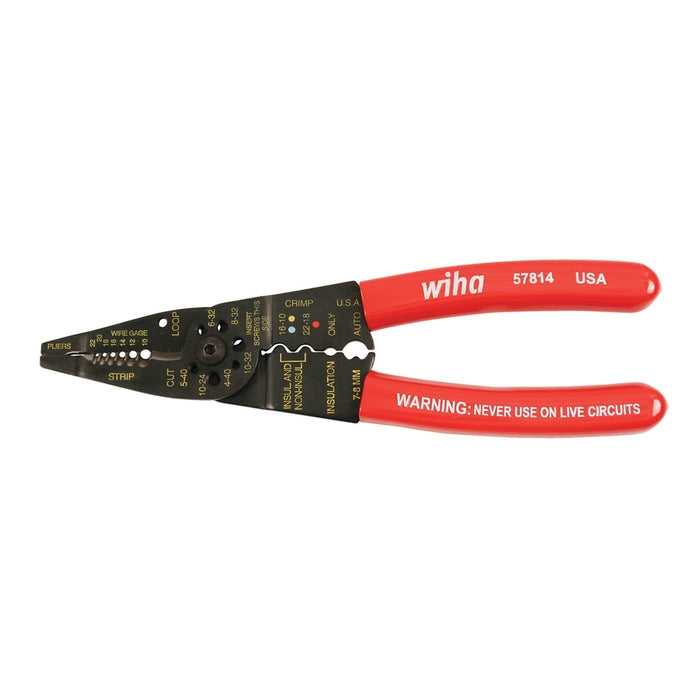 Wiha 57814 Classic Grip Wire Combination Strippers/Crimpers, 8.25 in.