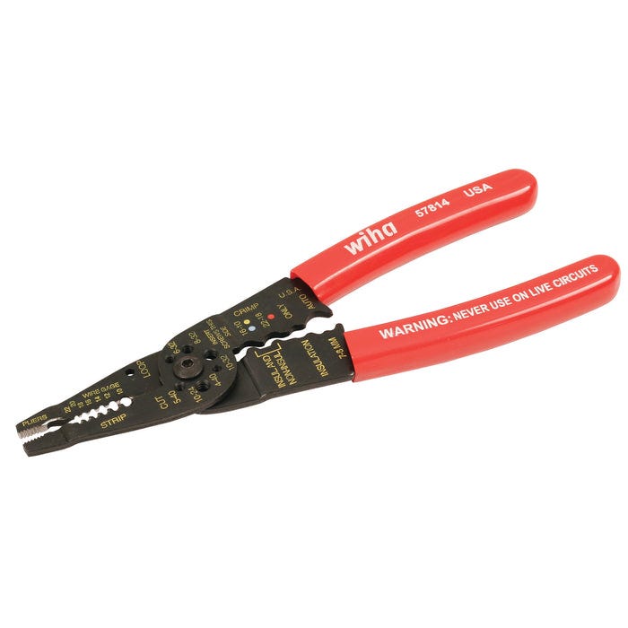 Wiha 57814 Classic Grip Wire Combination Strippers/Crimpers, 8.25 in.