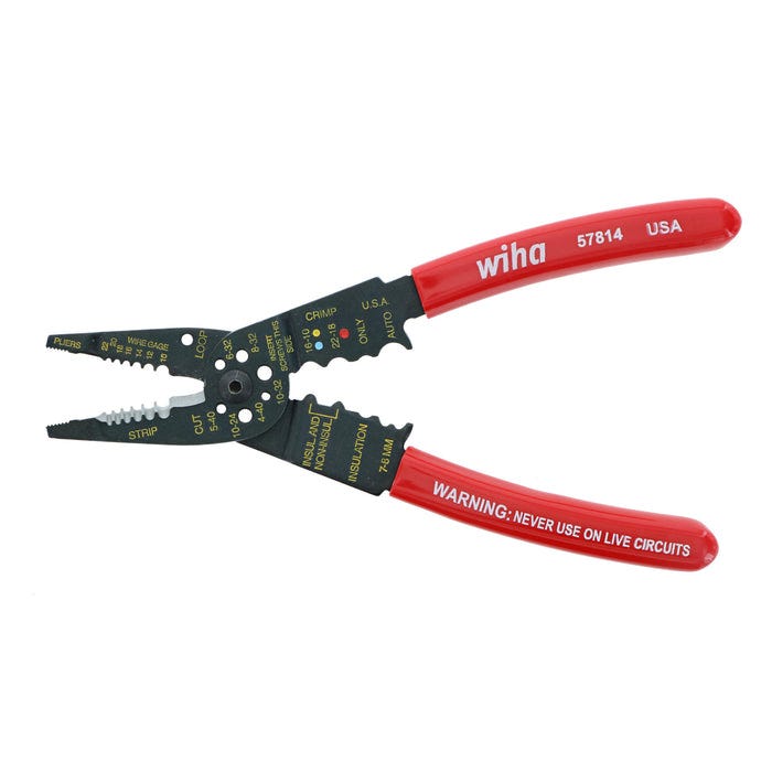 Wiha 57814 Classic Grip Wire Combination Strippers/Crimpers, 8.25 in.