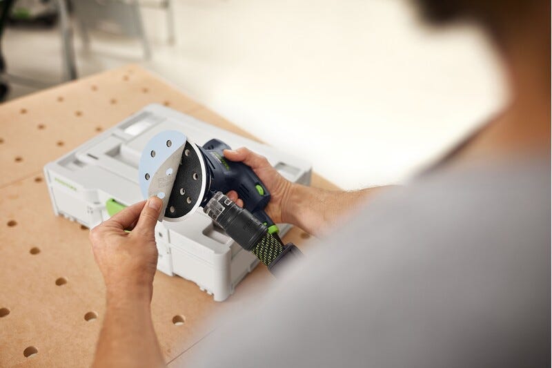 Festool ETS EC 125/3 EQ-Plus 125mm (5") Compact Brushless Finish Sander Set w/ Granat Abrasive Value Set Systainer