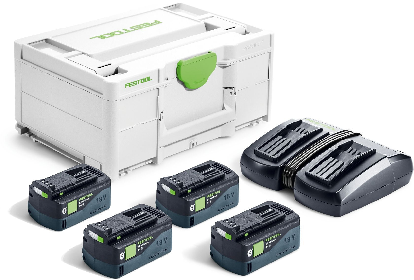 Festool 578201 Limited Edition 18V 5.0Ah Battery 4-Pack w/ TCL 6 DUO Charger Energy Systainer Set