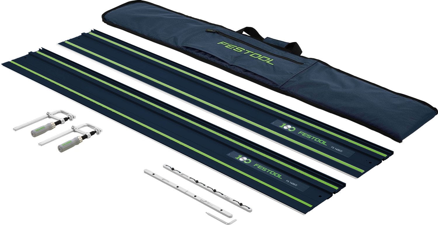 Festool Limited Edition Blue 55" Guide Rail 2-Pack w/ Rail Connectors, Clamps and Tote Bag