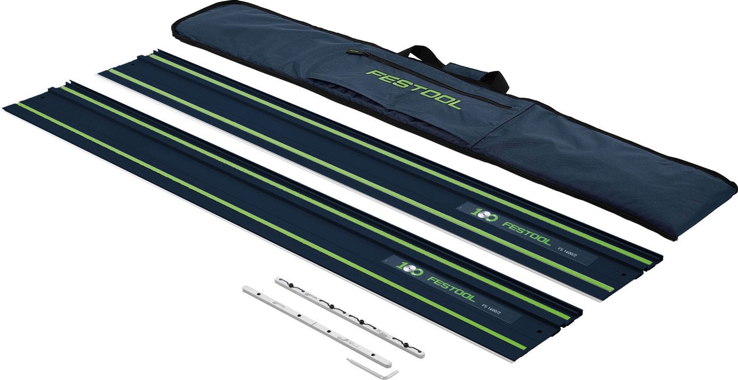 Festool Limited Edition Blue 55" Guide Rail 2-Pack w/ Rail Connectors and Tote Bag