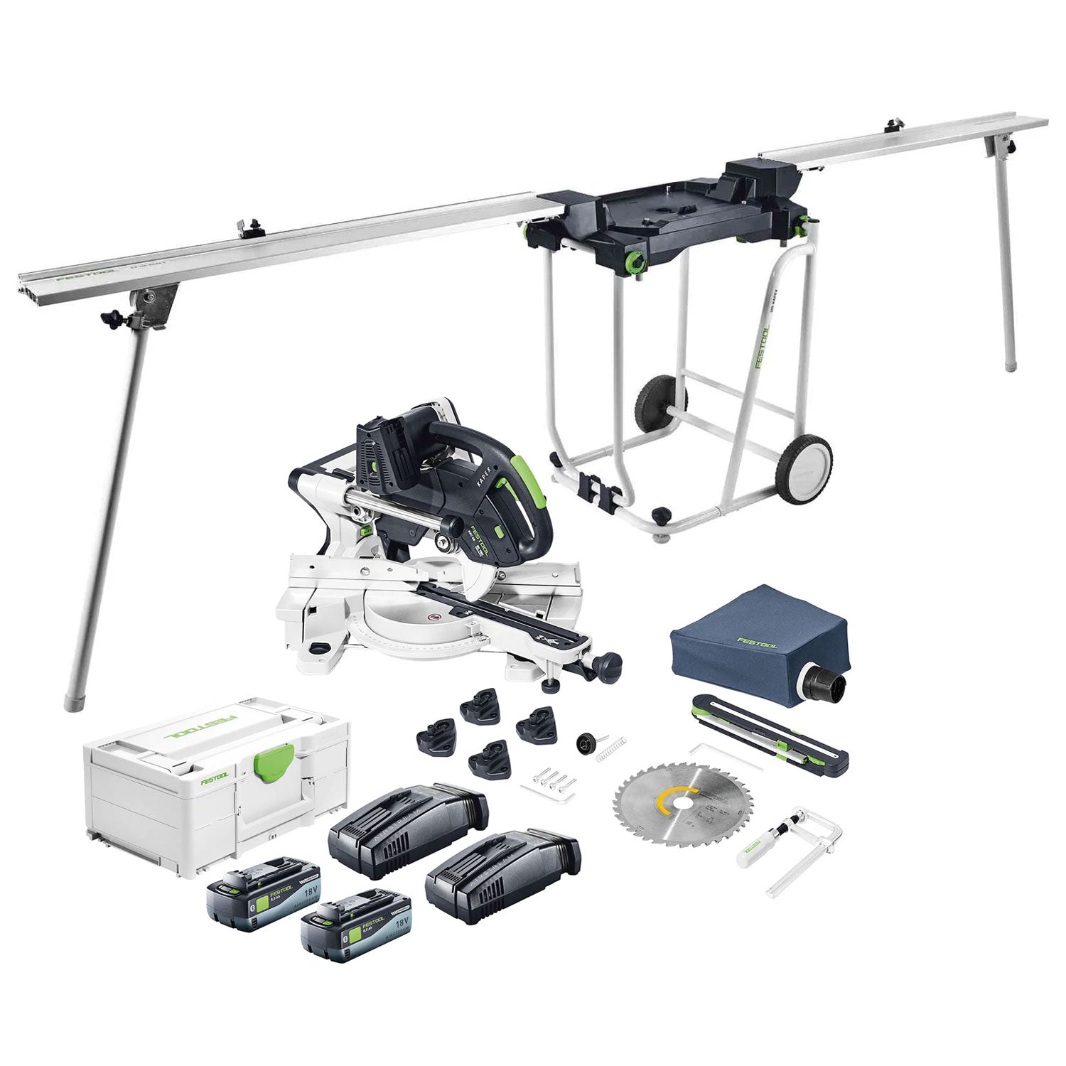 Festool LIMITED EDITION Kapex KSC 60 EB Cordless Dual-18V Miter Saw 8.0 Kit + UG Stand w/ Extensions