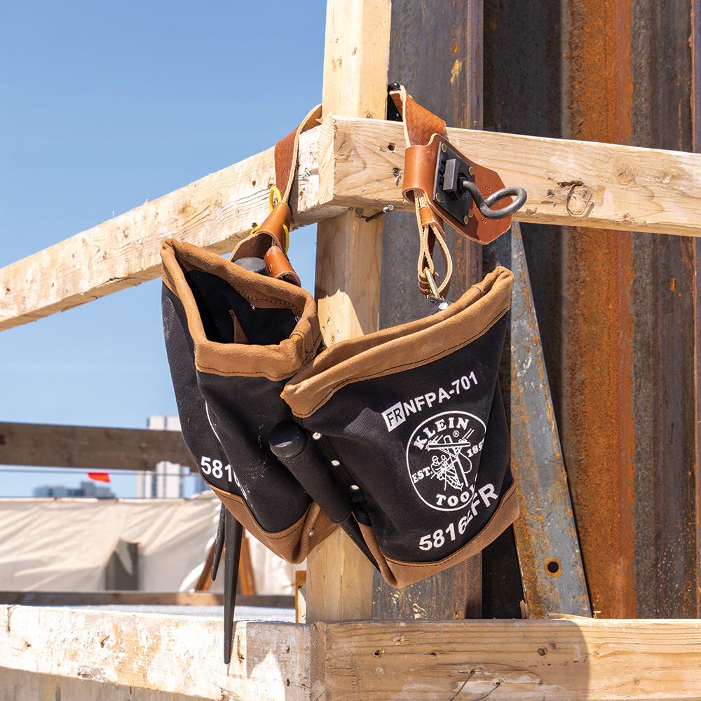 Klein Tools 5816LFR Bolt Bag, Flame-Resistant Canvas and Leather