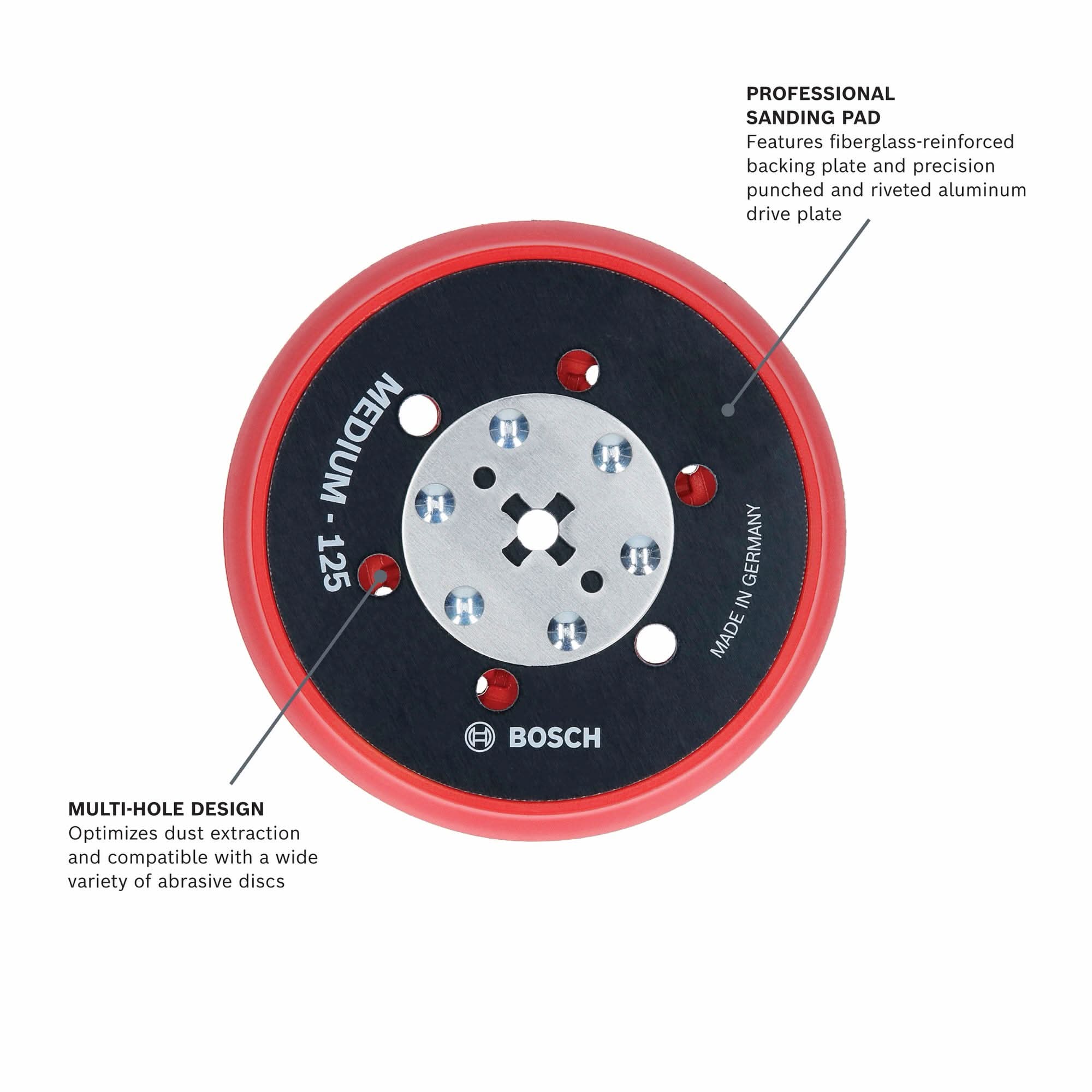 Bosch RSM5045 5 In. Medium Hook-and-Loop Multi-Hole Sanding Pad