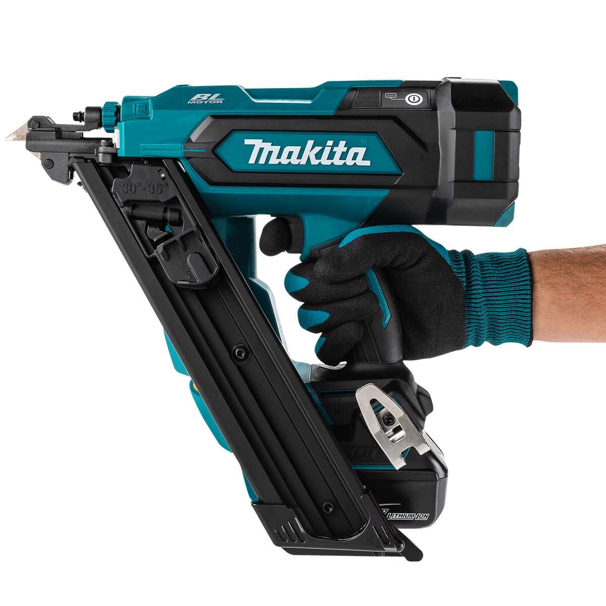 Makita 18V LXT Brushless 2-1/2-in. Positive Placement Metal Connector Nailer (XNB09Z) - feature detail 18