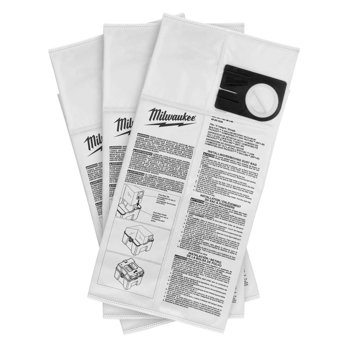 Milwaukee Fleece Dust Bags (3 PK) - 4 Gallon