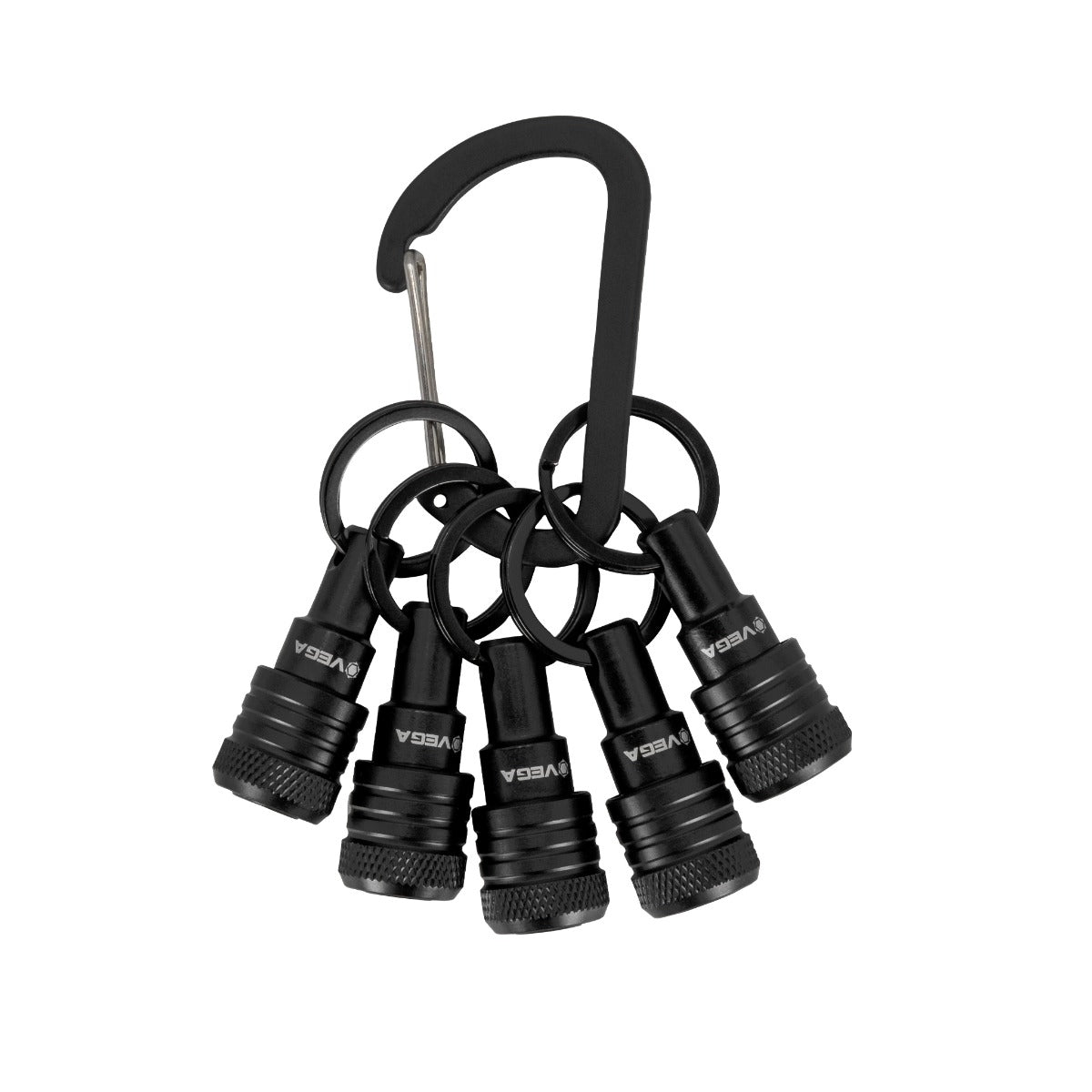 Vega 5QKCHB Carabiner Keychain Bit Holder, Black