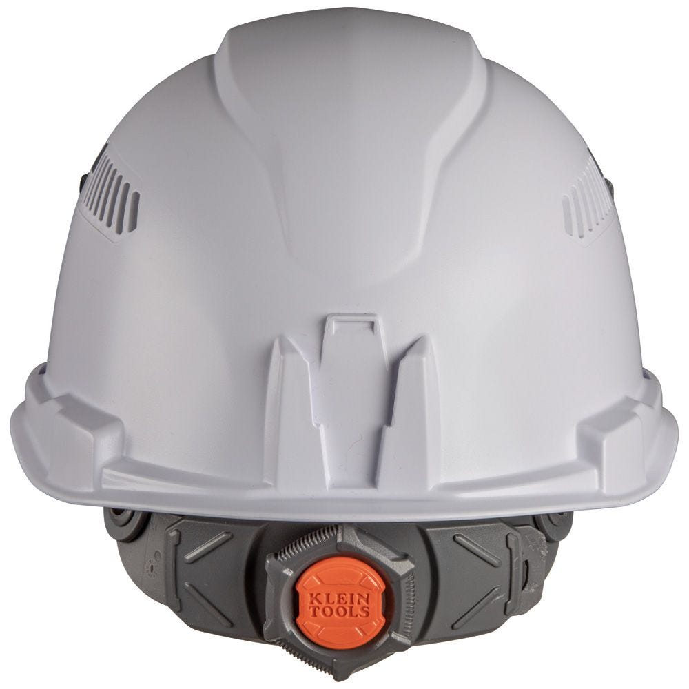 Klein 60113RL Hard Hat, Vented, Cap Style with Rechargeable Headlamp, White