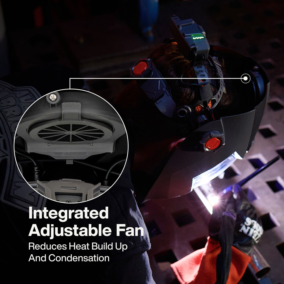 Klein Tools 60141 welding helmet integrated adjustable cooling fan