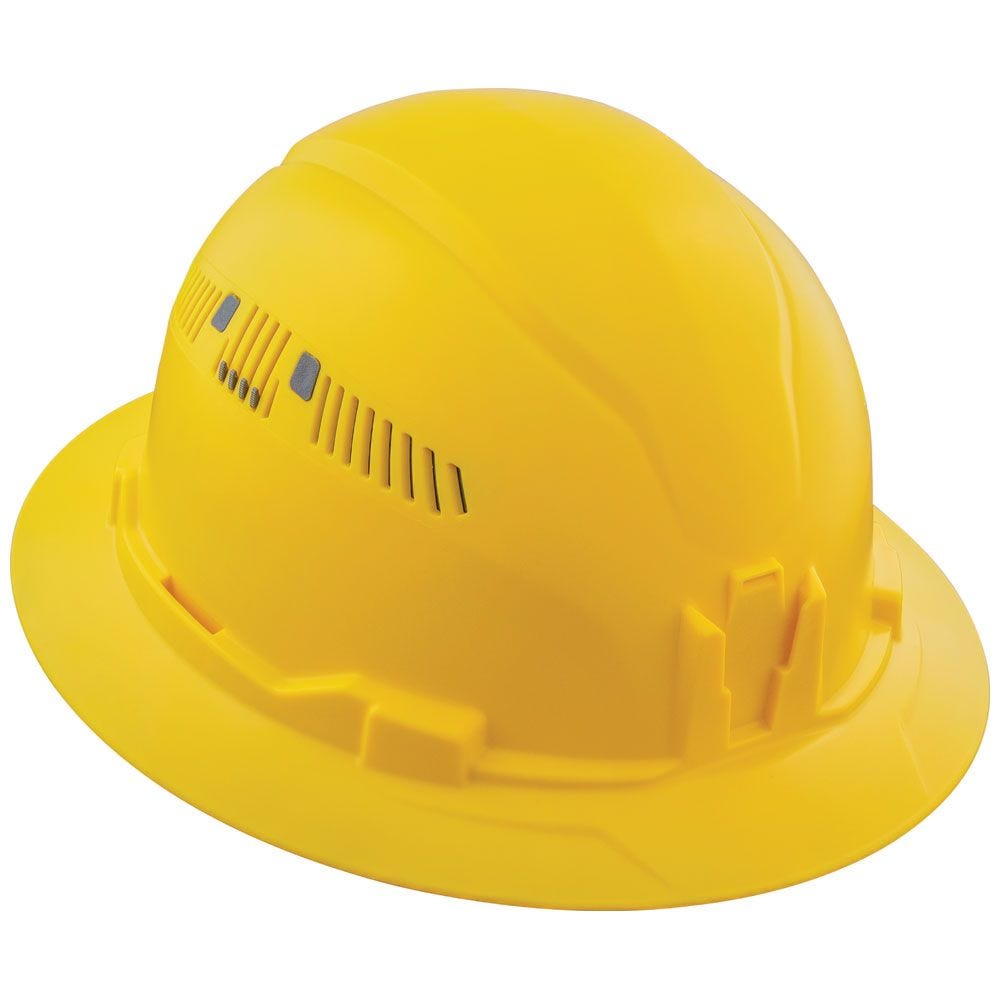 Klein 60262 Hard Hat, Vented, Full Brim Style, Yellow