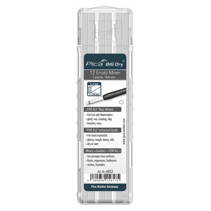 Pica 6032 BIG Dry Universal Lead Refill, White (12-Pack)