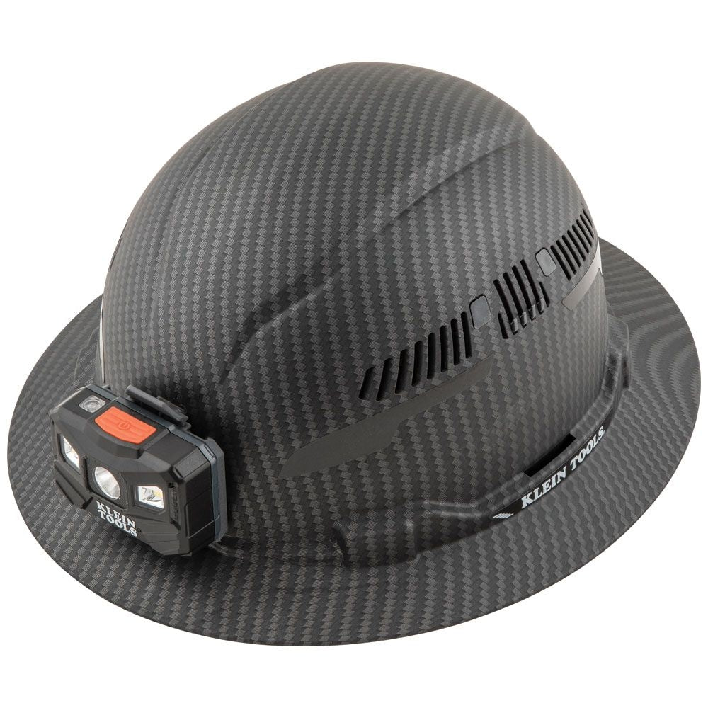 Klein 60347 Hard Hat, Premium KARBN Pattern, Vented Full Brim, Class C, Lamp