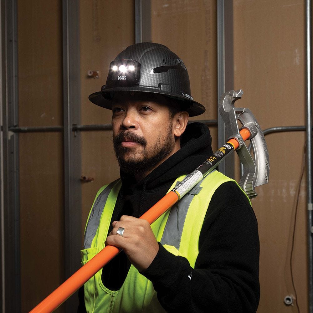 Klein 60347 Hard Hat, Premium KARBN Pattern, Vented Full Brim, Class C, Lamp