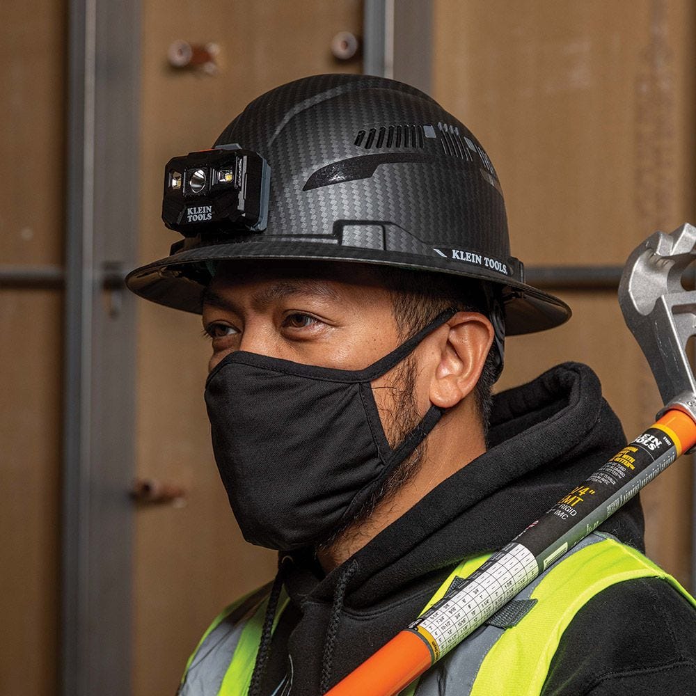 Klein 60347 Hard Hat, Premium KARBN Pattern, Vented Full Brim, Class C, Lamp