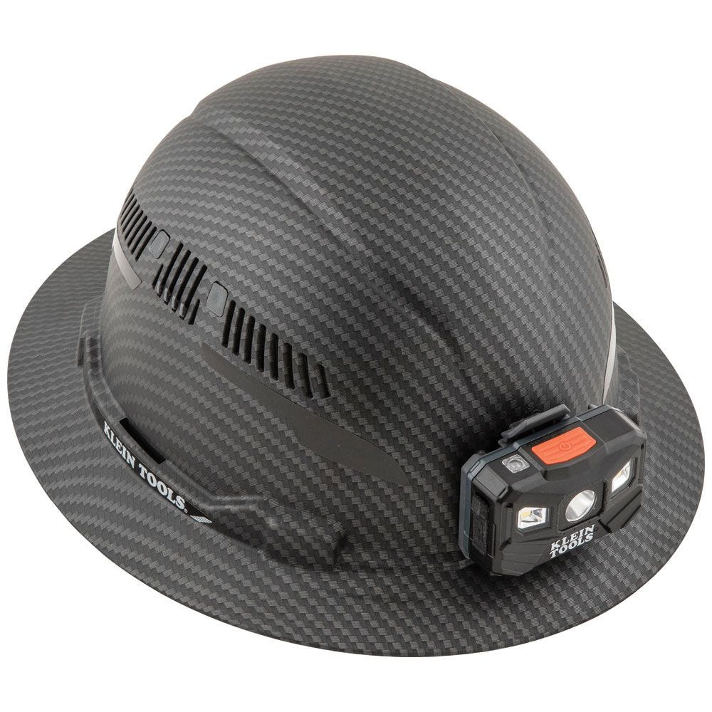 Klein 60347 Hard Hat, Premium KARBN Pattern, Vented Full Brim, Class C, Lamp