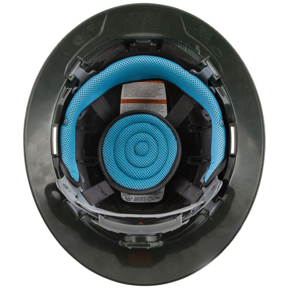Klein 60347 Hard Hat, Premium KARBN Pattern, Vented Full Brim, Class C, Lamp