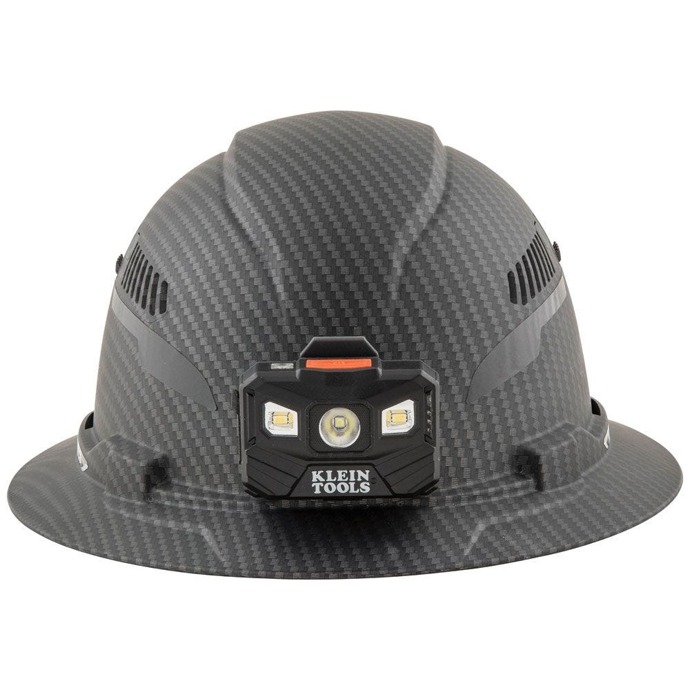 Klein 60347 Hard Hat, Premium KARBN Pattern, Vented Full Brim, Class C, Lamp