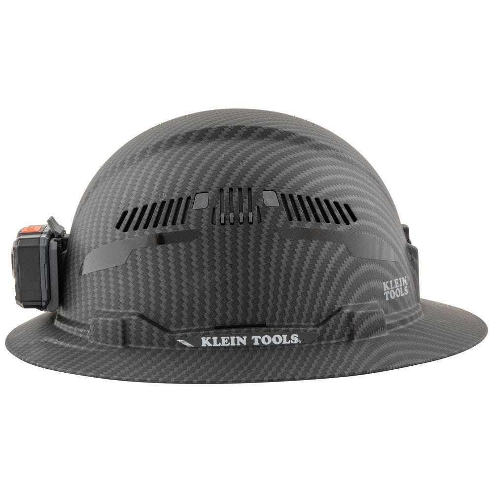Klein 60347 Hard Hat, Premium KARBN Pattern, Vented Full Brim, Class C, Lamp