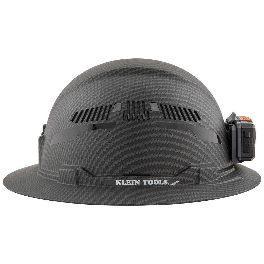 Klein 60347 Hard Hat, Premium KARBN Pattern, Vented Full Brim, Class C, Lamp