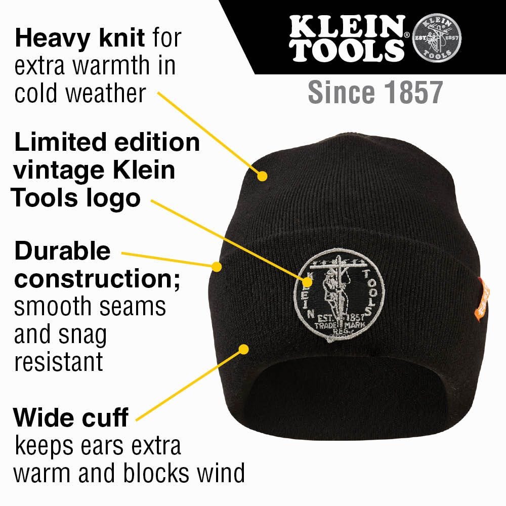 Klein 60388 Heavy Knit Logo Beanie Hat
