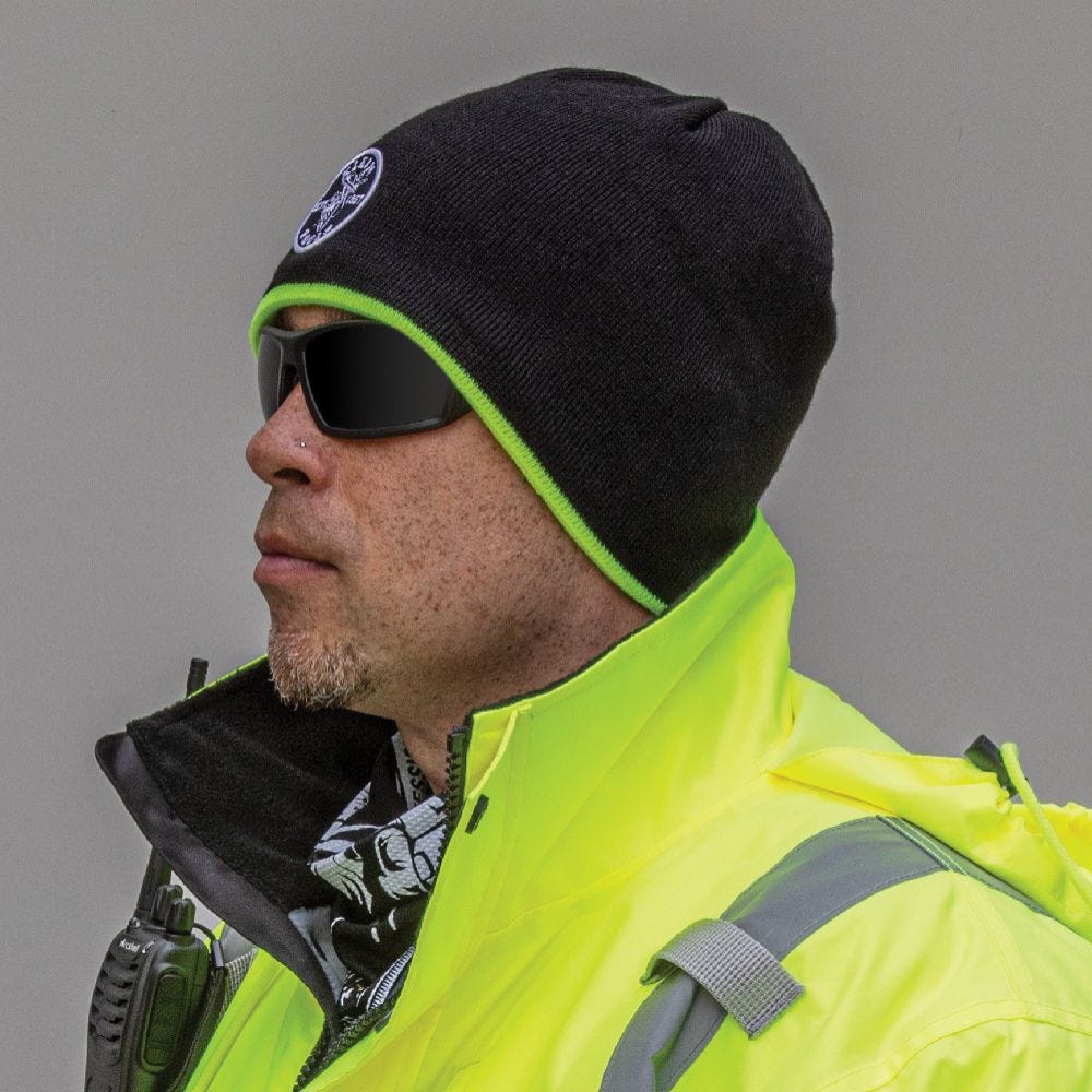 Klein Tools 60391 Knit Beanie, Black/Hi-Vis Yellow