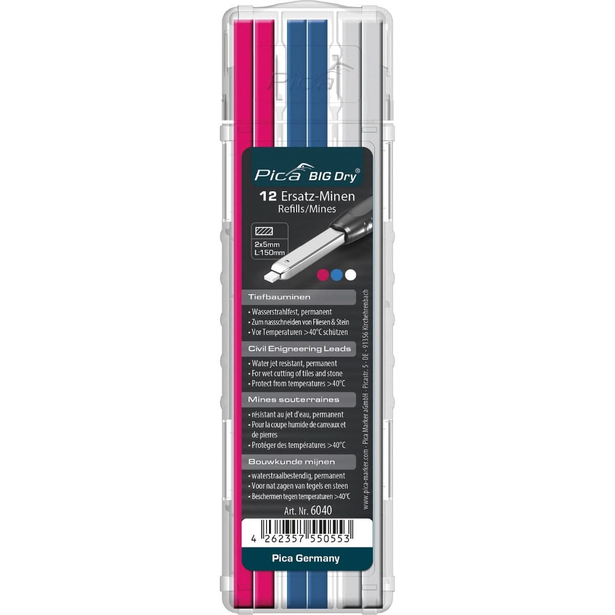Pica Dry 6040 Big Dry Civil Engineering Leads, Pink/Blue/White (12-Pac ...