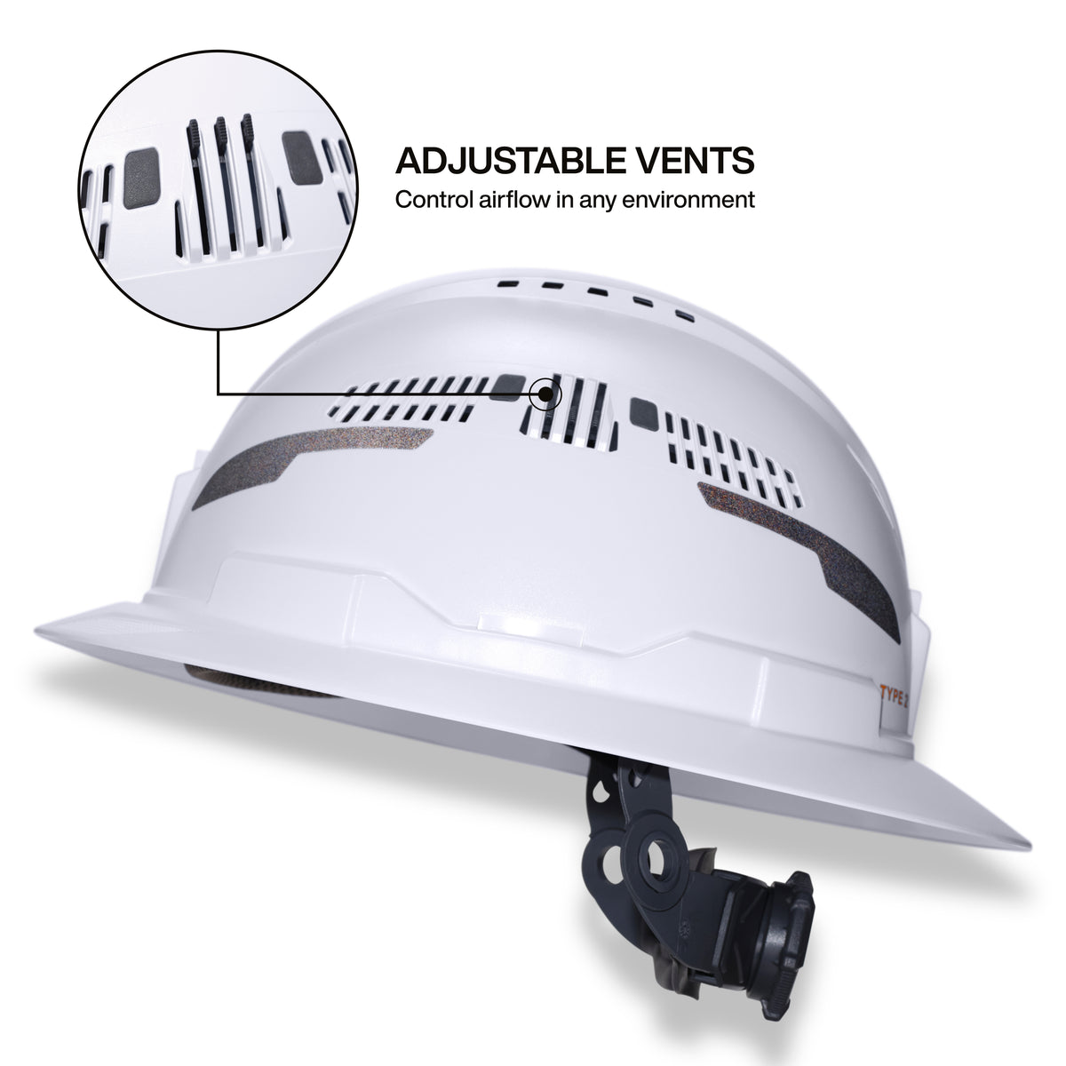 Klein Type 2 vented hard hat with headlamp feature callout