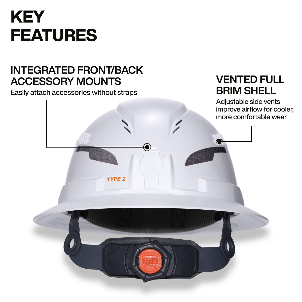 Klein Type 2 vented hard hat adjustable vents