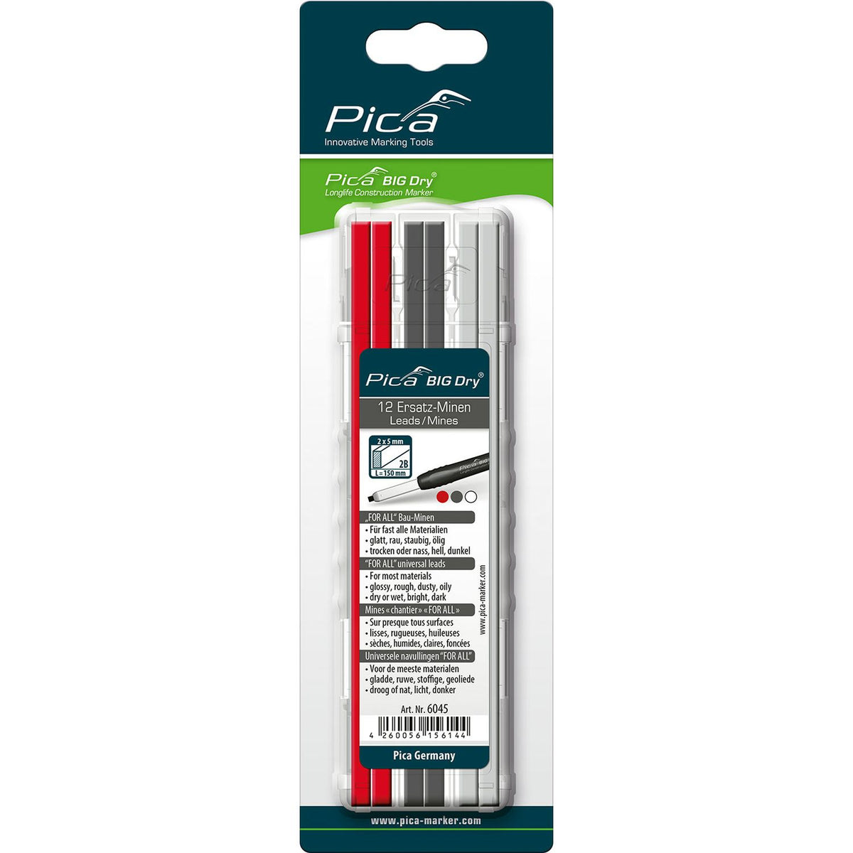 Pica 6045/SB Universal Graphite, White and Red Pencil Refill Package ...